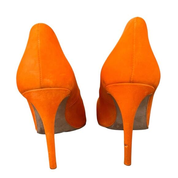 Victoria Beckham Women’s Point Toe Orange Suede Purple Interior Stiletto Heels - Picture 8 of 16